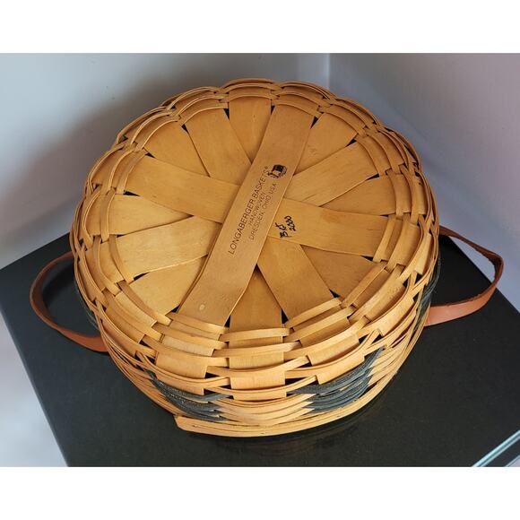 2000 Longaberger Basket Round Heartland Darning Basket 10"Rd x 4"H - Picture 6 of 16